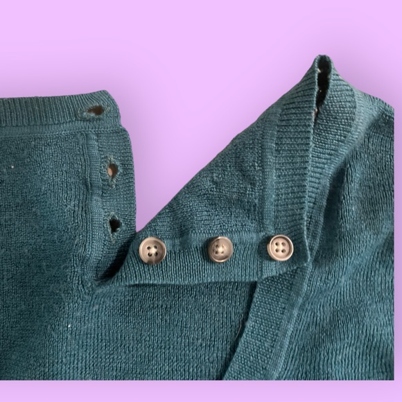 Vintage Banana Republic Deep Teal Marino wool sweater w/ buttons (med) - Picture 8 of 15